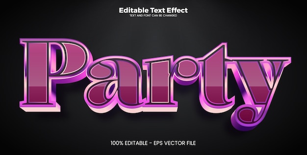 Efecto de texto editable de fiesta en estilo de tendencia moderna.