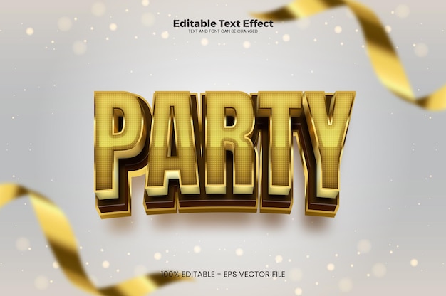 Efecto de texto editable de fiesta en estilo de tendencia moderna.