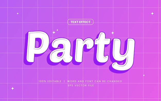 Efecto de texto editable de fiesta con estilo vaporwave