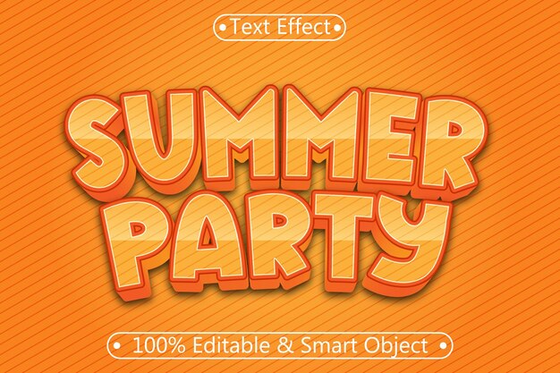 Efecto de texto editable de fiesta de verano Estilo moderno en relieve tridimensional