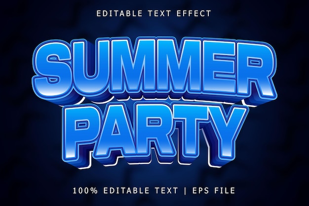 Efecto de texto editable de fiesta de verano estilo moderno en relieve tridimensional