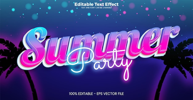 Efecto de texto editable para fiestas de verano en estilo de tendencia moderna