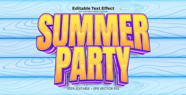 Efecto de texto editable para fiestas de verano en estilo de tendencia moderna