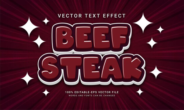 Efecto de texto editable de filete de ternera con tema de menú de comida