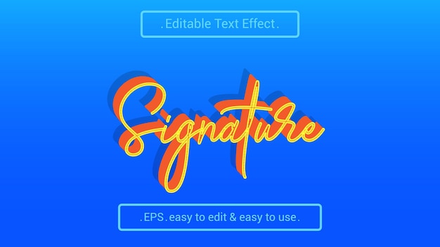Efecto de texto editable de firma vectorial 3D