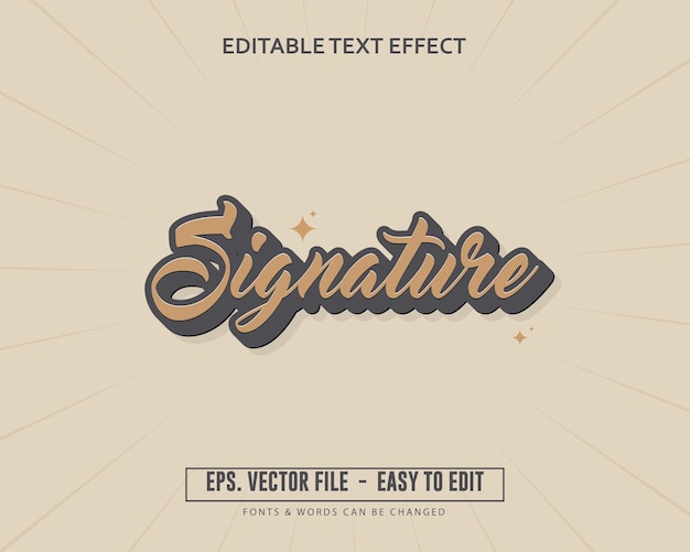 Efecto de texto editable firma vintage estilo de tendencia antiguo