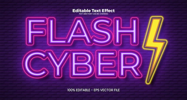 Efecto de texto editable Flash Cyber en estilo neón moderno