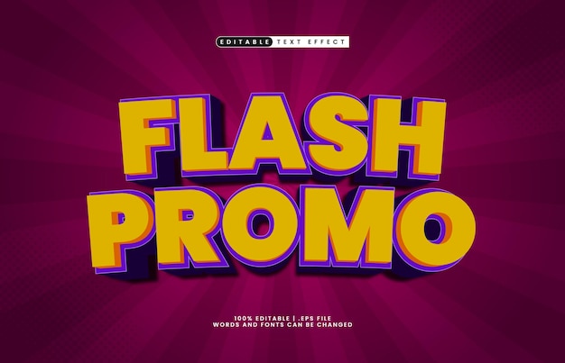 efecto de texto editable de flash promo con un estilo de texto de tienda y promo