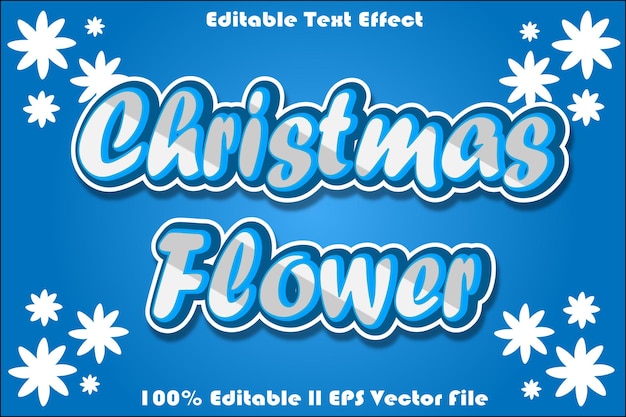 Efecto de texto editable de flor navideña