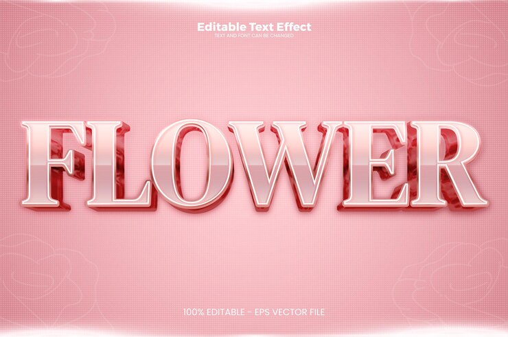 Vector efecto de texto editable de flores en estilo de tendencia moderna.