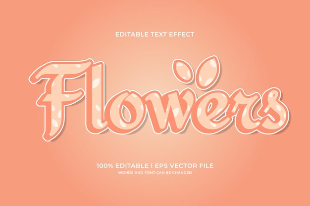 Efecto de texto editable de flores