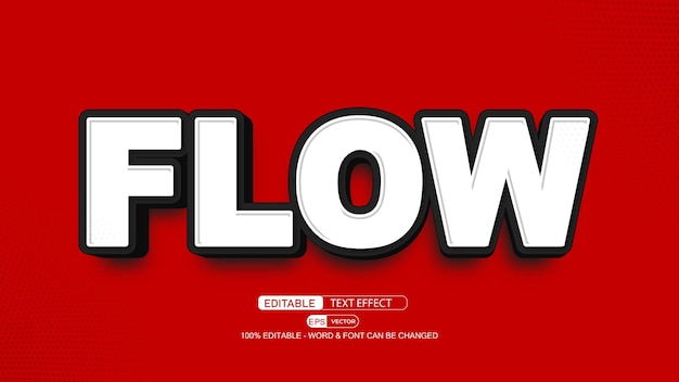 Efecto de texto editable de flujo Vector Estilo 3d