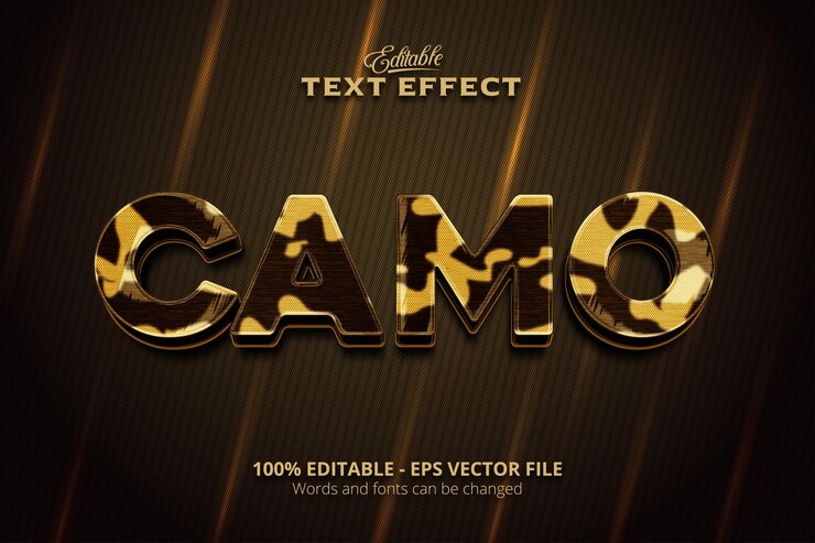 Vector efecto de texto editable fondo de camuflaje texto de camuflaje