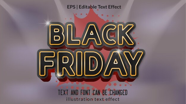 Vector efecto de texto editable de fondo de estilo cómico de venta de viernes negro