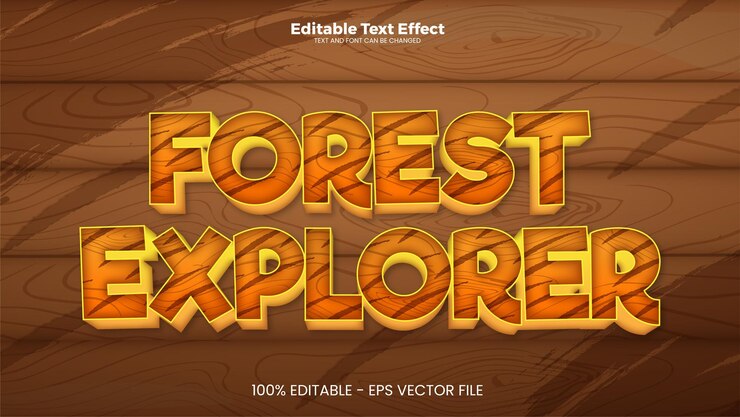 Vector efecto de texto editable forest explorer en estilo de tendencia moderna
