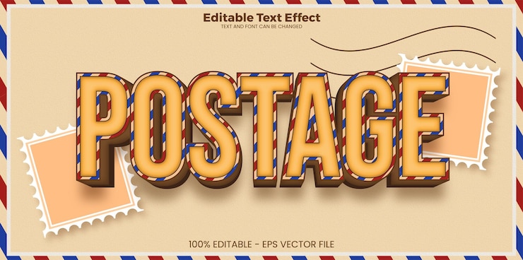 Vector efecto de texto editable de franqueo en estilo de tendencia moderna