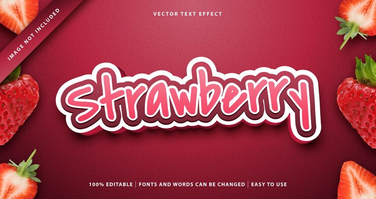 Vector efecto de texto editable de fresa. vector premium