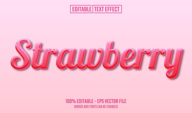 Vector efecto de texto editable de fresa