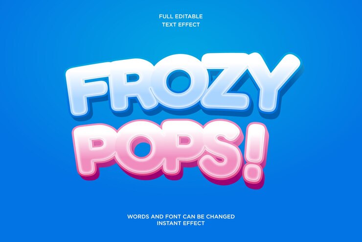Vector efecto de texto editable frozy pops