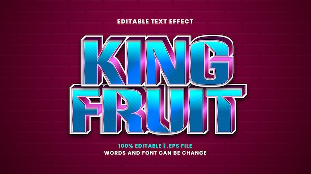 Efecto de texto editable de fruta rey en estilo moderno 3d