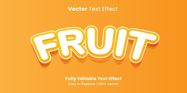 Efecto de texto editable de frutas con estilo moderno y simple.