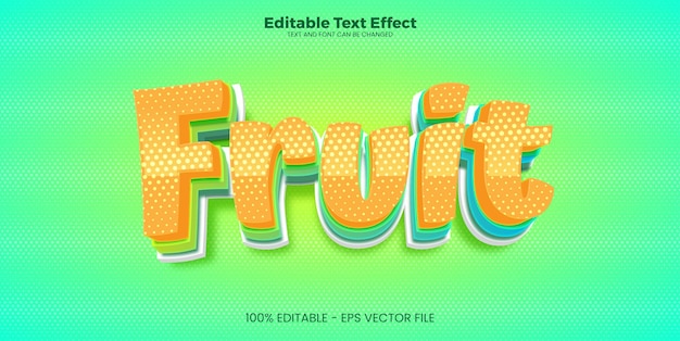 Efecto de texto editable de frutas en estilo de tendencia moderna.