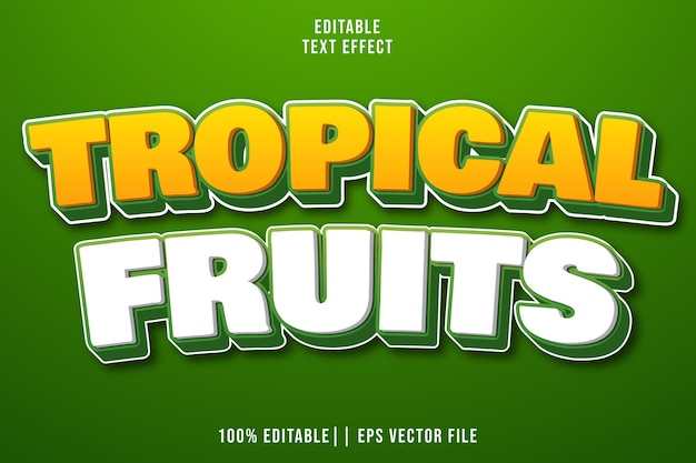 Efecto de texto editable de frutas tropicales Estilo degradado 3D