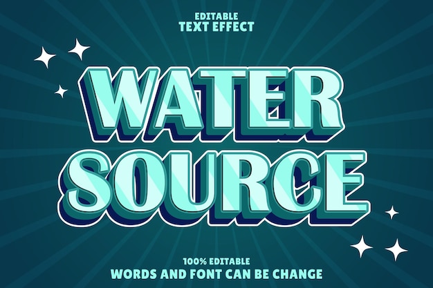 Efecto de texto editable de fuente de agua