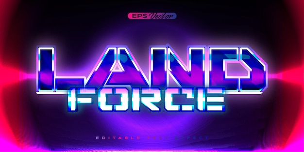 Efecto de texto editable de la fuerza terrestre de los 80 tema de regreso al futuro