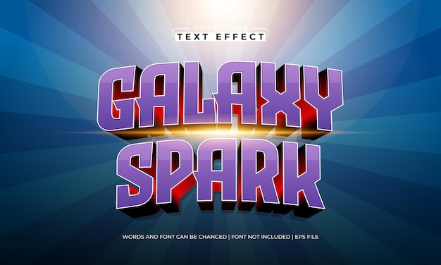 efecto de texto editable galaxy spark con un estilo de texto galáctico y cósmico