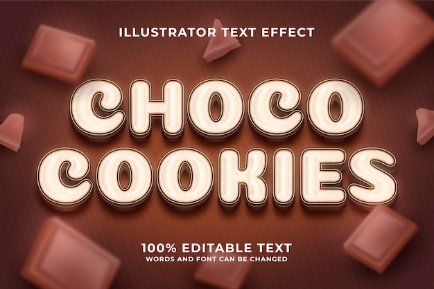 Efecto de texto editable de galletas de chocolate