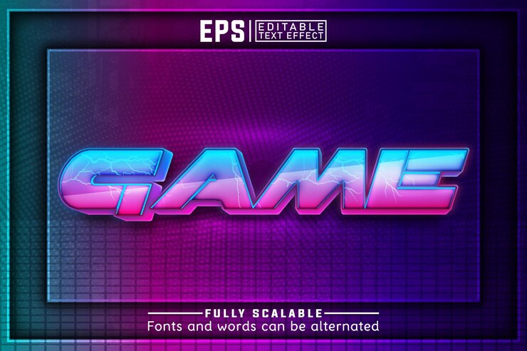 Vector efecto de texto editable para game 3d