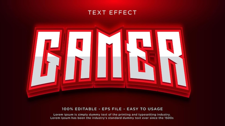 Vector efecto de texto editable para gamers en 3d
