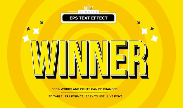 Efecto de texto editable del ganador Celebre su éxito con un diseño dinámico y personalizable