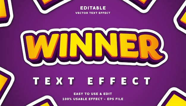 efecto de texto editable ganador con estilo moderno y simple