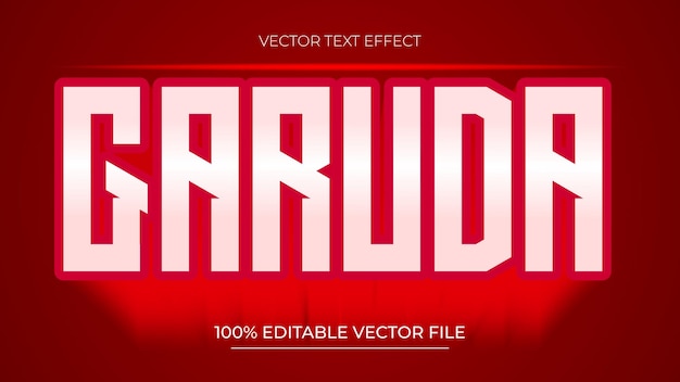 Efecto de texto editable de Garuda en el estilo de tendencia roja de gradiente moderno