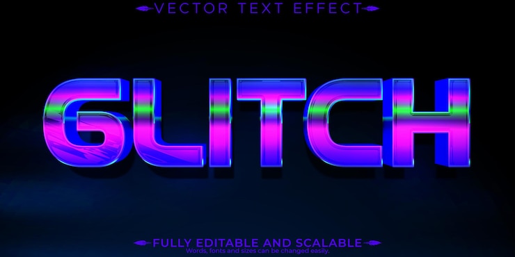 Vector efecto de texto editable de glitch estilo de señal y texto de error editable