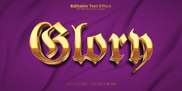 Efecto de texto editable de gloria en el estilo moderno de la tendencia dorada