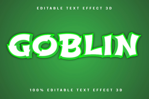 Efecto de texto editable de goblin estilo de dibujos animados en relieve 3d