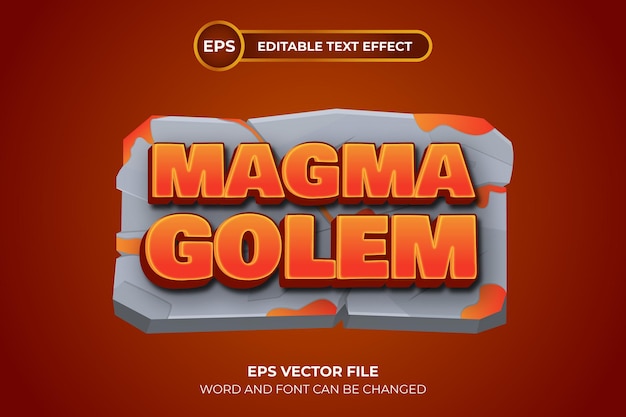 Efecto de texto editable de golem de magma