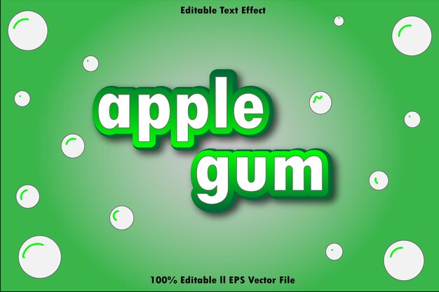 Efecto de texto editable de goma de manzana