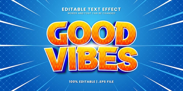 Efecto de texto editable Good Vibes en estilo 3D