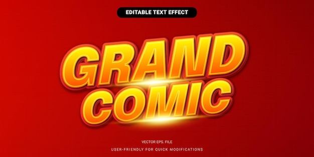 Efecto de texto editable en gradiente rojo naranja Grandes palabras cómicas rojas Vector de fondo