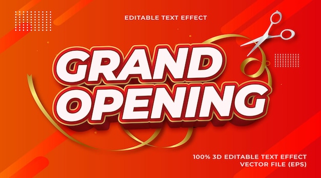 Efecto de texto editable de gran inauguración con cinta dorada