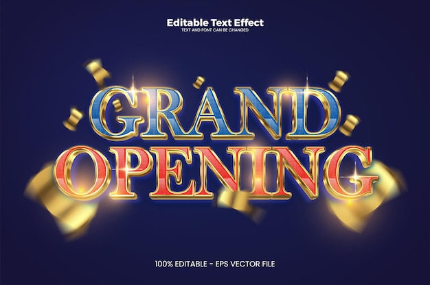 Efecto de texto editable de gran inauguración en estilo moderno de tendencia premium vector