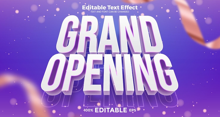 Vector efecto de texto editable de gran inauguración en estilo de tendencia moderna