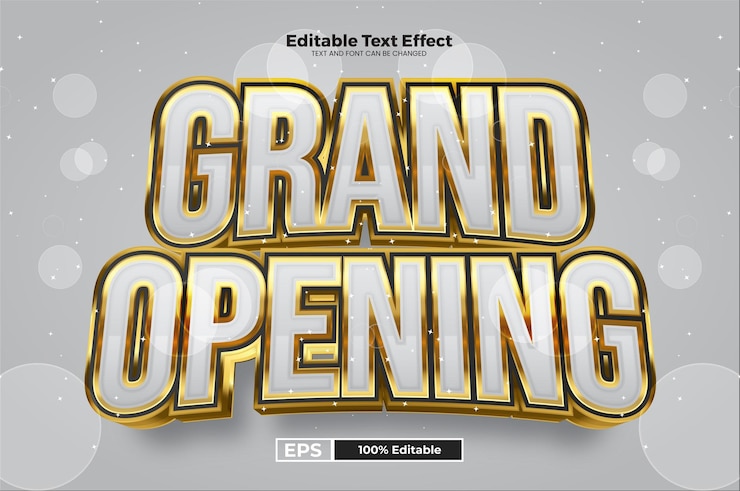 Vector efecto de texto editable de gran inauguración en estilo de tendencia moderna