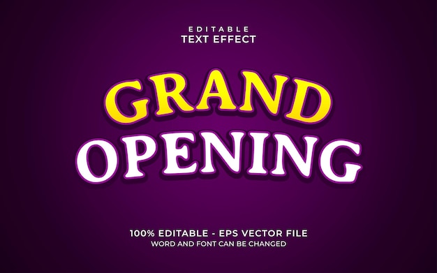 Efecto de texto editable de gran inauguración