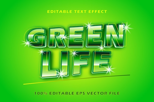 Efecto de texto editable Green Life Estilo degradado 3d