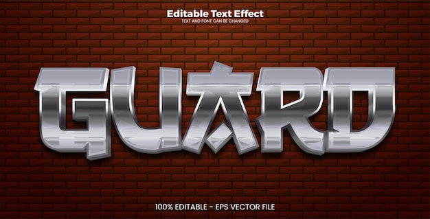 Efecto de texto editable de guardia en estilo de tendencia moderna